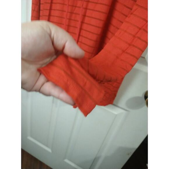 Chelsea & Theodore Woman L Pullover Red Tank Lined Burnout Striped Long Sleeve - Picture 8 of 9